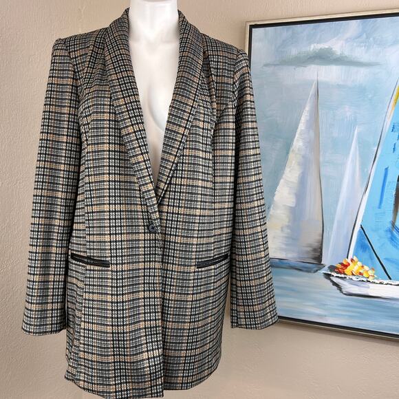Apt. 9 Blazer Plaid Ponte knit stretch size XL - Picture 1 of 8